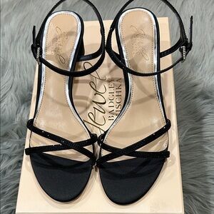 Jewel Badgley Mischka Black Strappy Heels